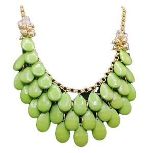 Vintage 90's New With Tag Woman’s Green Drop Bead Statement Bid Style Necklace